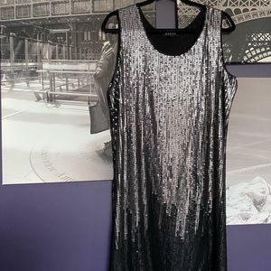 Sequinned Black and Gunmetal Grey Dress